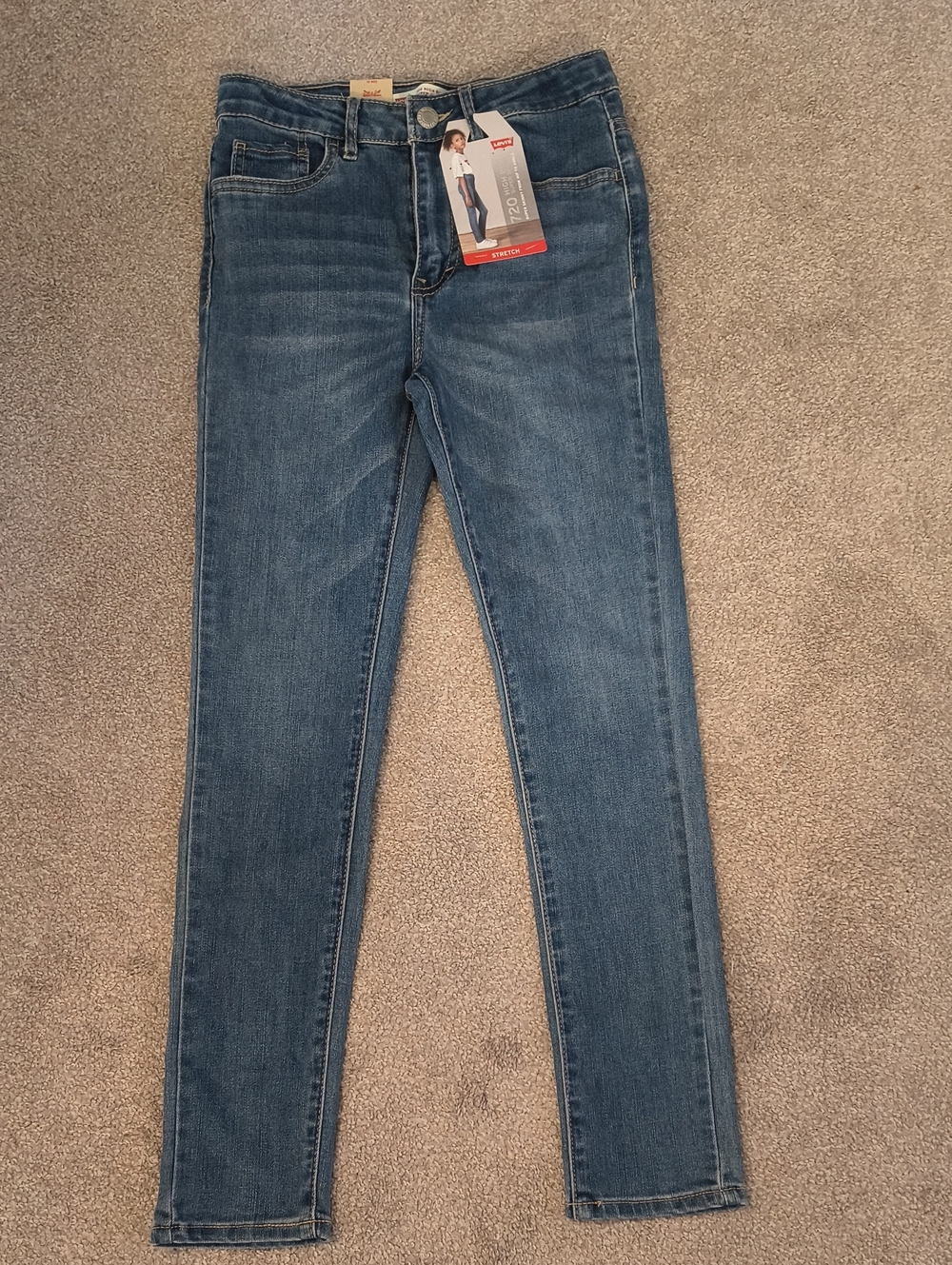 NWT Girl's Levi's Super Skinny Jeans in Classic Blue Wash. High Waist. 10 Reg.